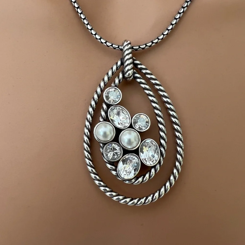 Brighton Halo Convertible Crystal Long Necklace with Swarovski crystals.